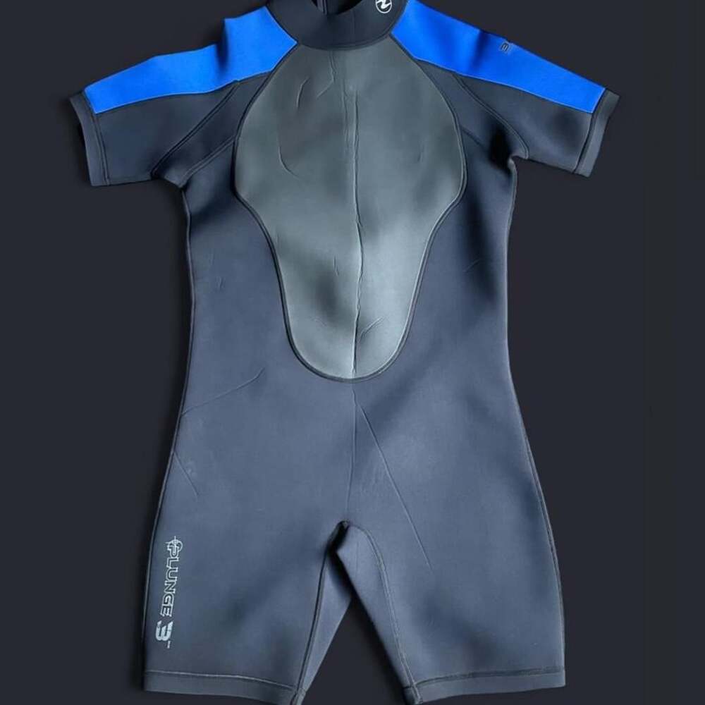 Aqua Lung Wet Suit Women’s XL Shortie Black Blue Gray Scuba Dive